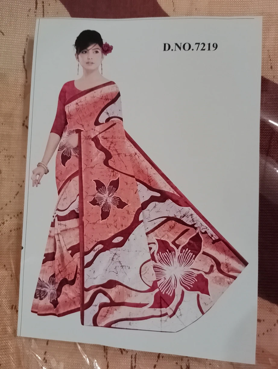 Cotton Silk Floral Printed Saree - Goldzen - Red Maroon Mix